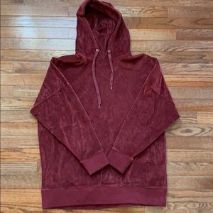 Velvet maroon oversized hoodie